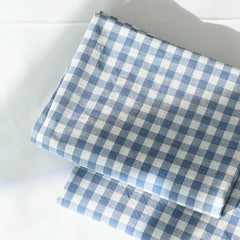 Cotton Small Gingham Pillowcases - Baby Blue