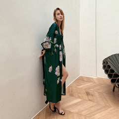 Green Light Luxury Silky Satin Kimono Robe