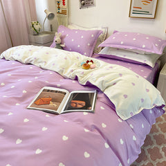 Fashion Bedding Set White Green Double Bed Linens Nordic Duvet Cover Pillowcase Queen Size Flat Sheet Classic Grid Kids Winter