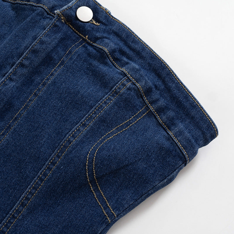 Dark Blue Denim Strapless Jeans Dress