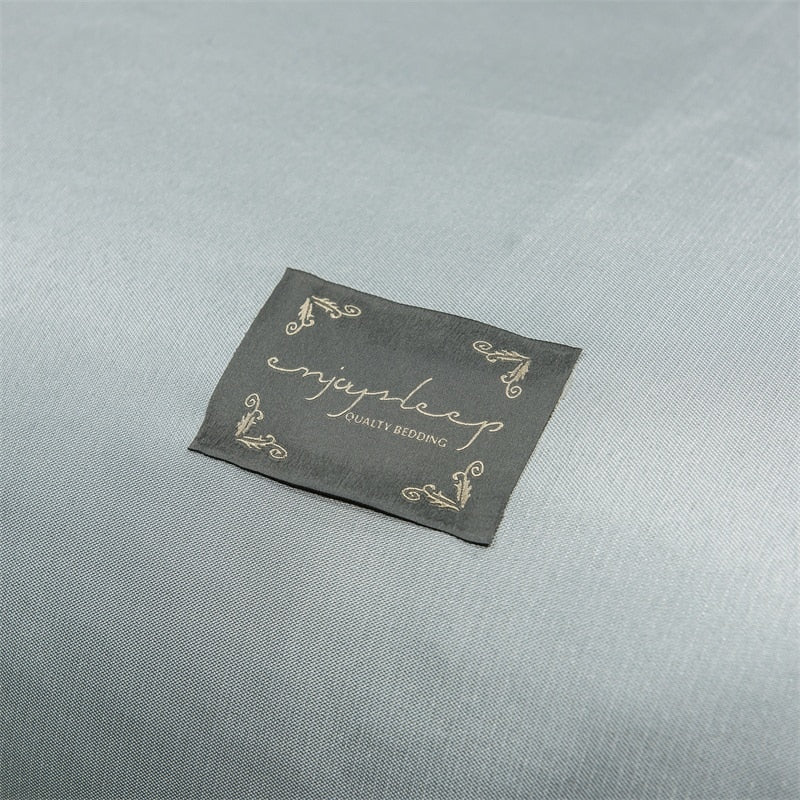 Newest Products Pure Color Embroidered ice Silk Mat Bed Cover fitted sheet Pillowcases 3 pcs Luxury Bedding Silver Gray