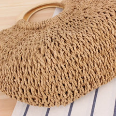 Circle Handle Straw Bag