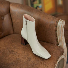 Square Toe Zipper Motorcycle Ankle Boots
