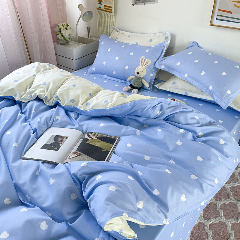 Fashion Bedding Set White Green Double Bed Linens Nordic Duvet Cover Pillowcase Queen Size Flat Sheet Classic Grid Kids Winter