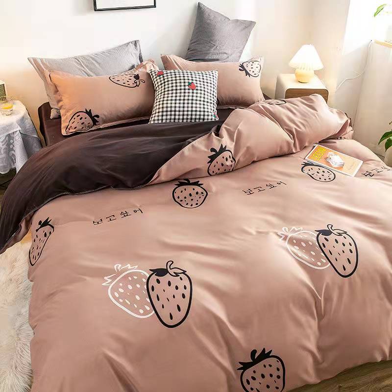 Fashion Bedding Set White Green Double Bed Linens Nordic Duvet Cover Pillowcase Queen Size Flat Sheet Classic Grid Kids Winter