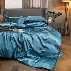 NEW Bedding Sets Rayon Fabric Luxury Duvet Cover Set Twin Gueen King Size Bed Sets Solid Color Bedclothes Sets