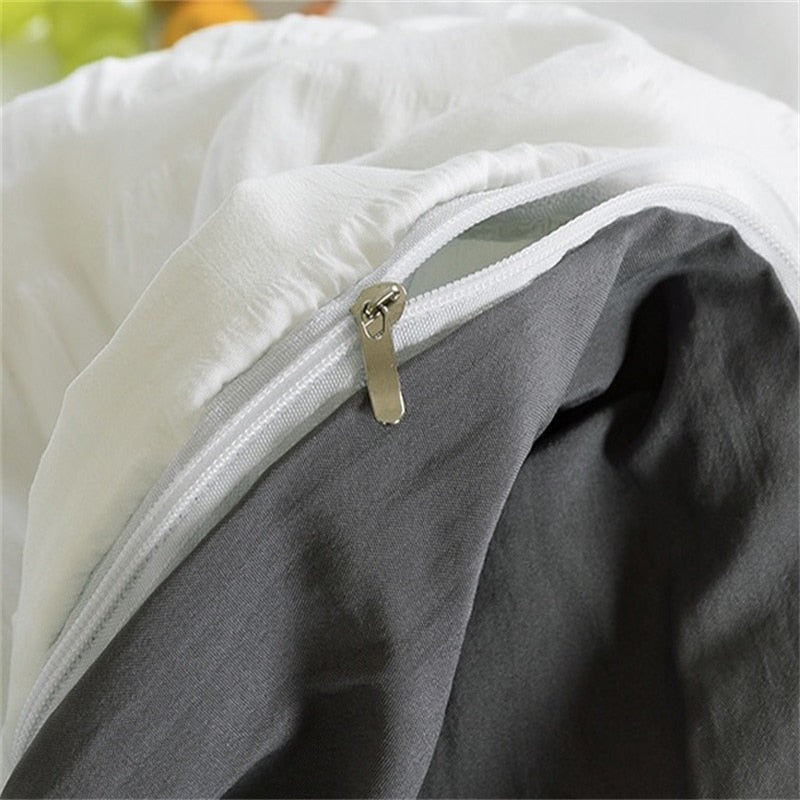 Simple Solid Binding Bedding Set White Blue Queen King 220x240 Size Duvet Cover Set 200x230 Bed Quilt Cover Bedclothes For Home