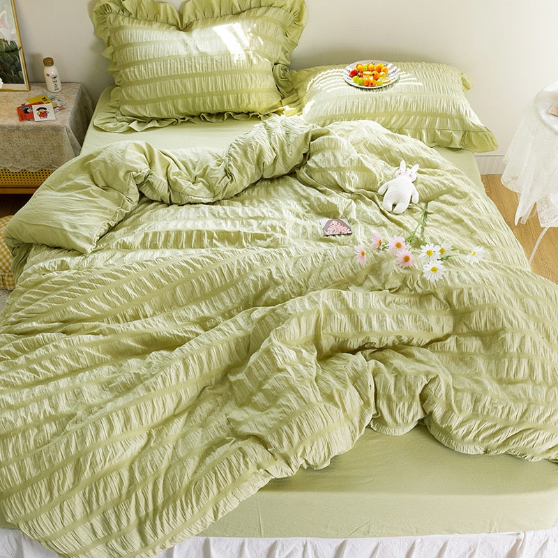 Simple Solid Binding Bedding Set White Blue Queen King 220x240 Size Duvet Cover Set 200x230 Bed Quilt Cover Bedclothes For Home