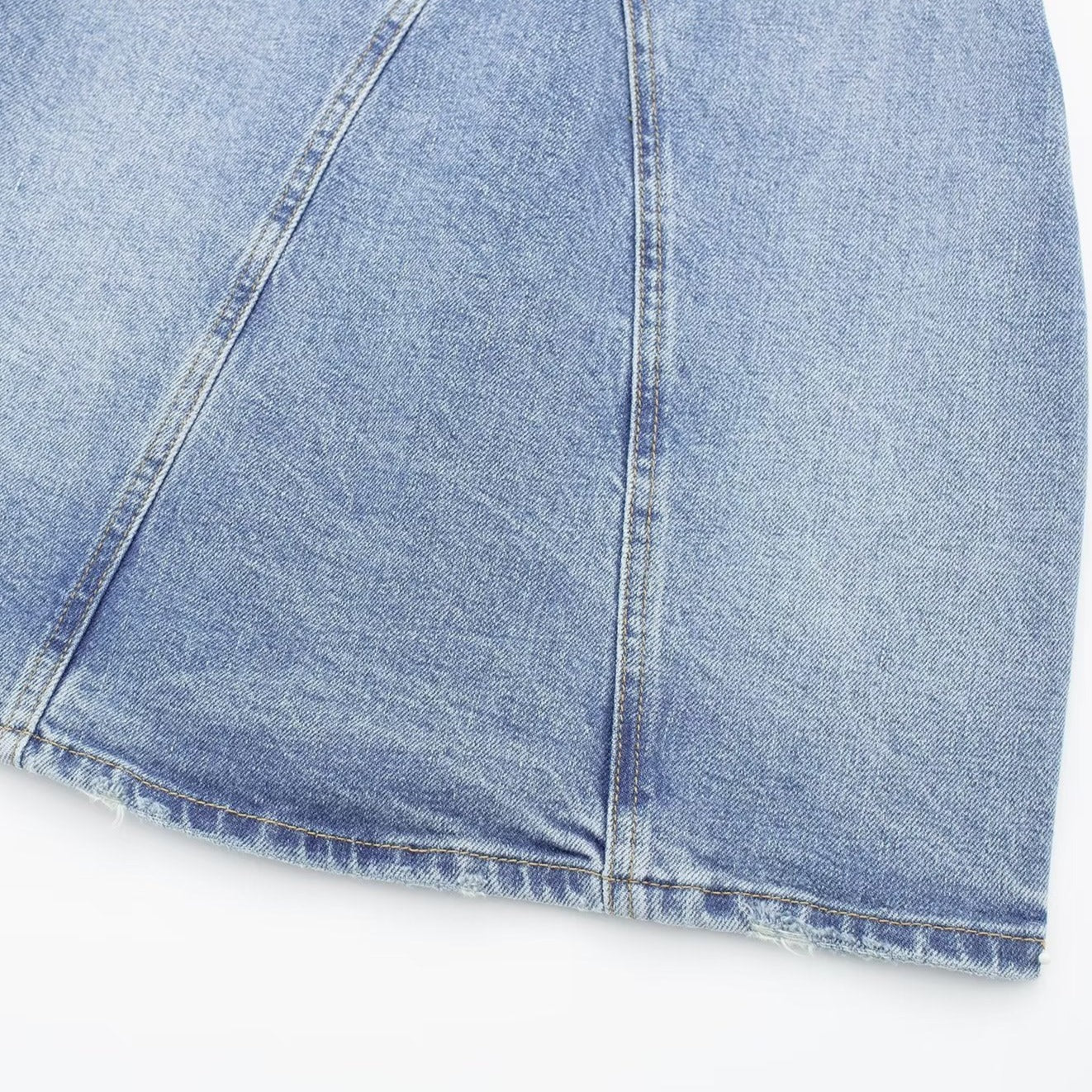 Ice blue Blue Washed jeans Denim Strapless Tube Dress