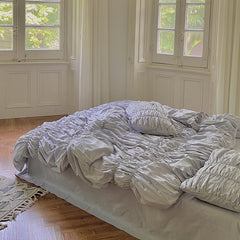 Literary Fold Bubble Bedding Set 40S Washed Cotton Soft Double Size Adult Kid Bed Sheet Set Pillowcase Duvet Cover Set 4pcs