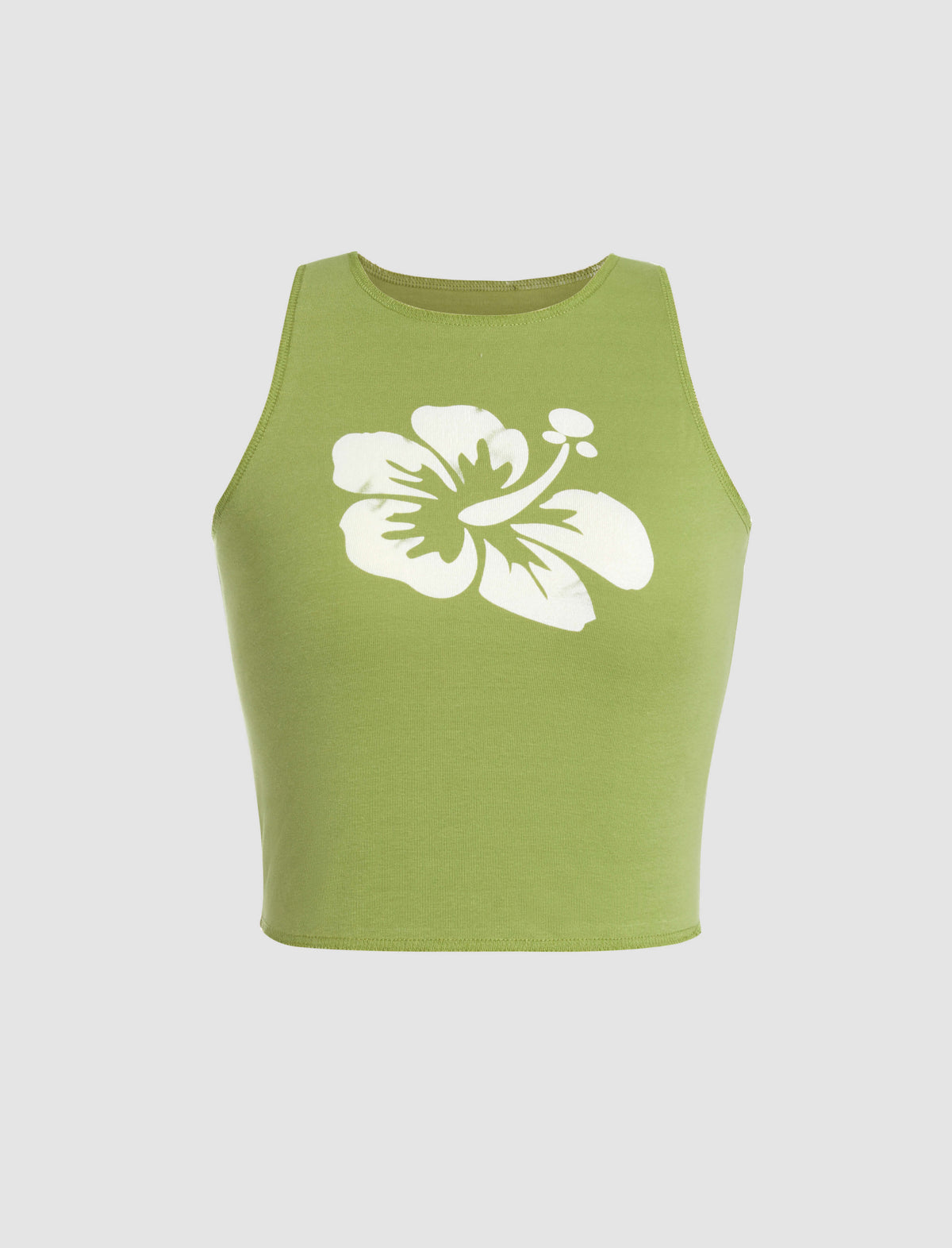 Solid Hibiscus Flower Tank Top