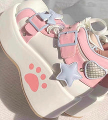 Kawaii Paw Bow Platform Sneakers