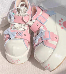 Kawaii Paw Bow Platform Sneakers