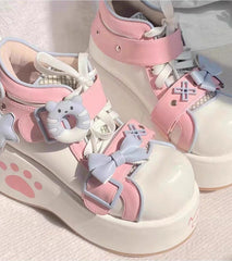 Kawaii Paw Bow Platform Sneakers