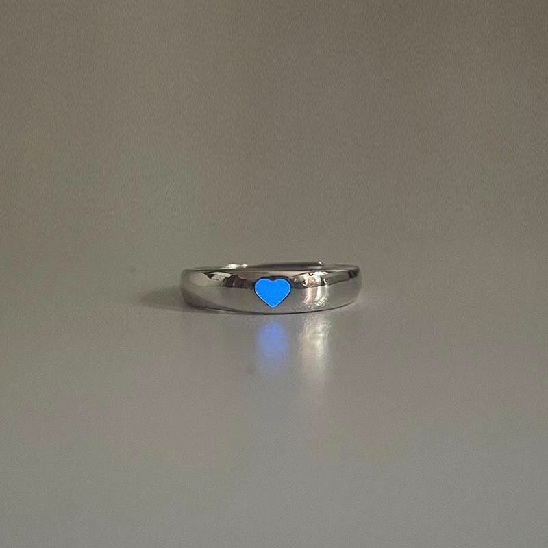 Luminous Heart Silver Glow In Dark Ring