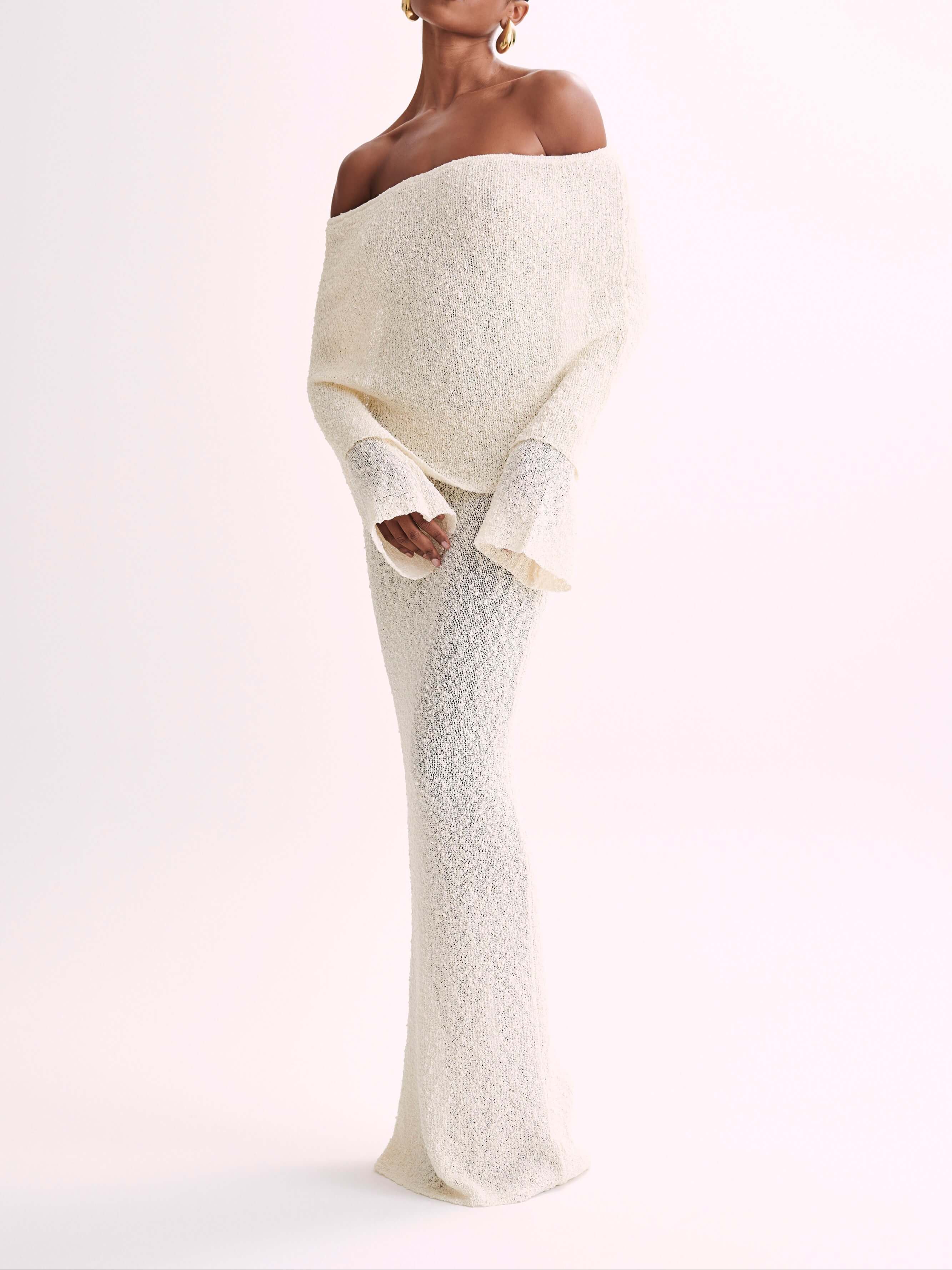 Marisol Off Shoulder Boucle Maxi Dress