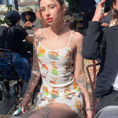 Versatile Printed Pure Suspender Hip Dress