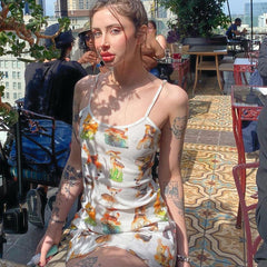 Versatile Printed Pure Suspender Hip Dress