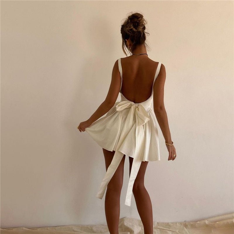 Backless Tie Bow Evening Dress