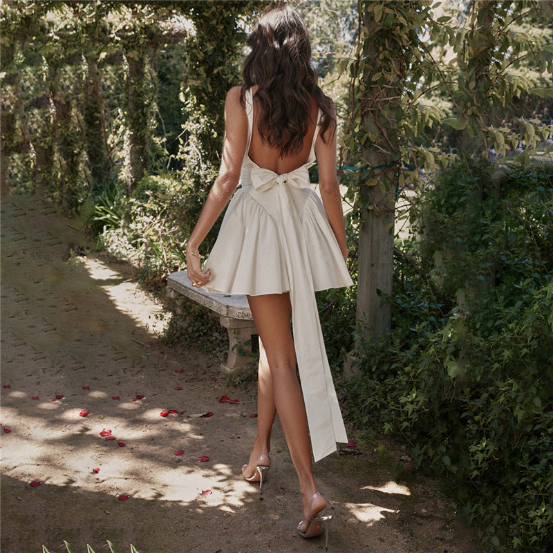 Backless Tie Bow Evening Dress