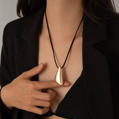 Metal Drop Pendant Wax String Necklace