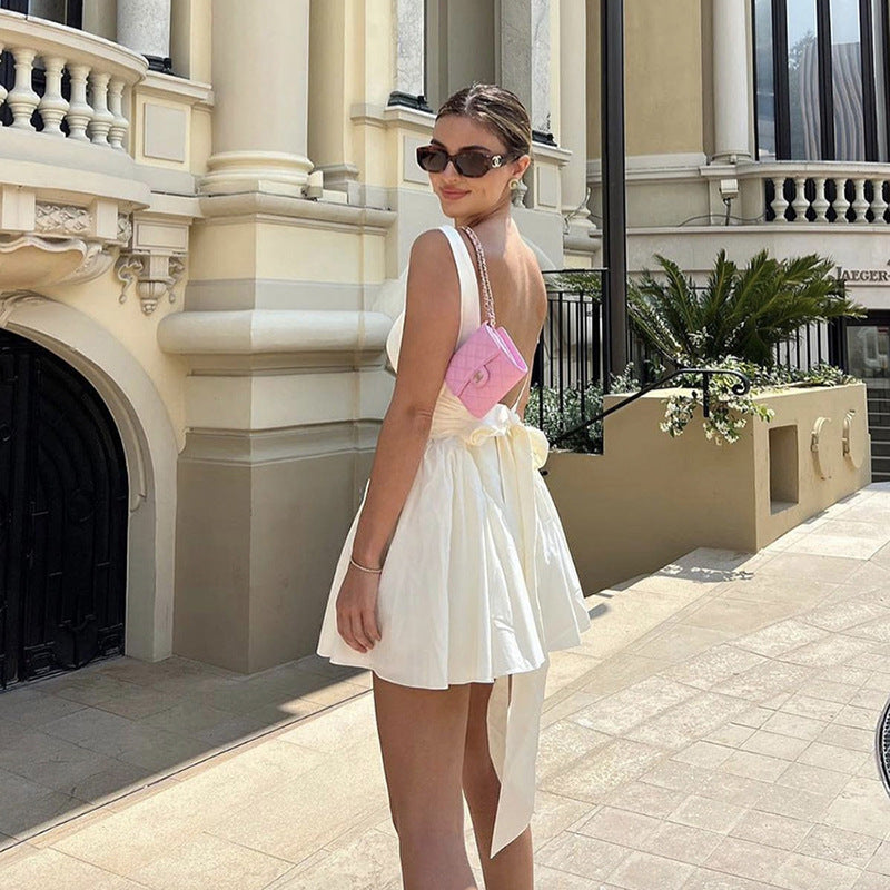 Backless Tie Bow Evening Dress