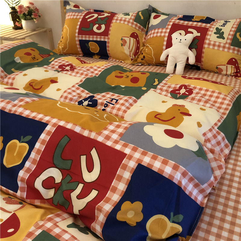 Orange Bedding Set Girls Boys Bed Linen Sheet Plaid Duvet Cover 240x220 Single Double Queen King Quilt Covers Sets Bedclothes