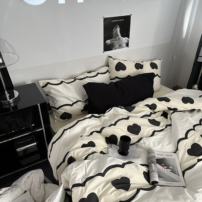 fall bedroom aesthetic INS Vintage Floral Cotton Cotton Bedding Four-Piece Bed Sheet Quilt Cover Quilt Cover Bed Cover Three-Piece Set
