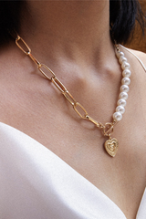 Gothic Baroque Pearl Angel Pendant Choker Necklace