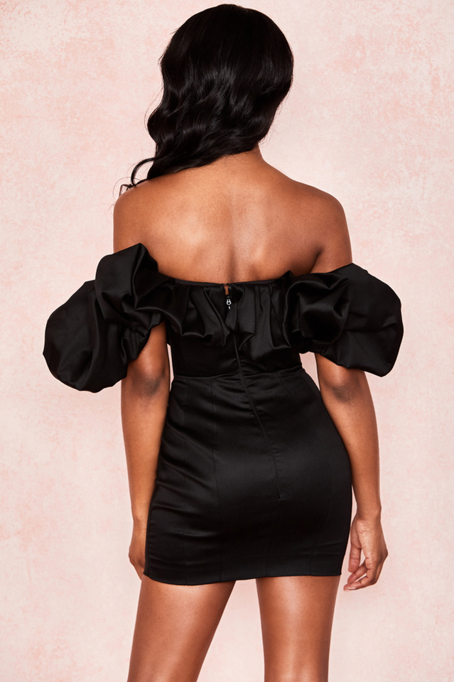 Satin Ruffle Strapless Dress