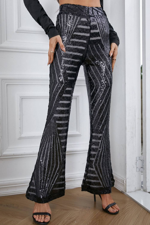 Sequin High Rise Flare Pants