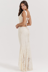 Vintage Cream Corset + Lace Skirt Set