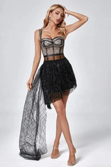 Romy Corset Sequin Draped Set