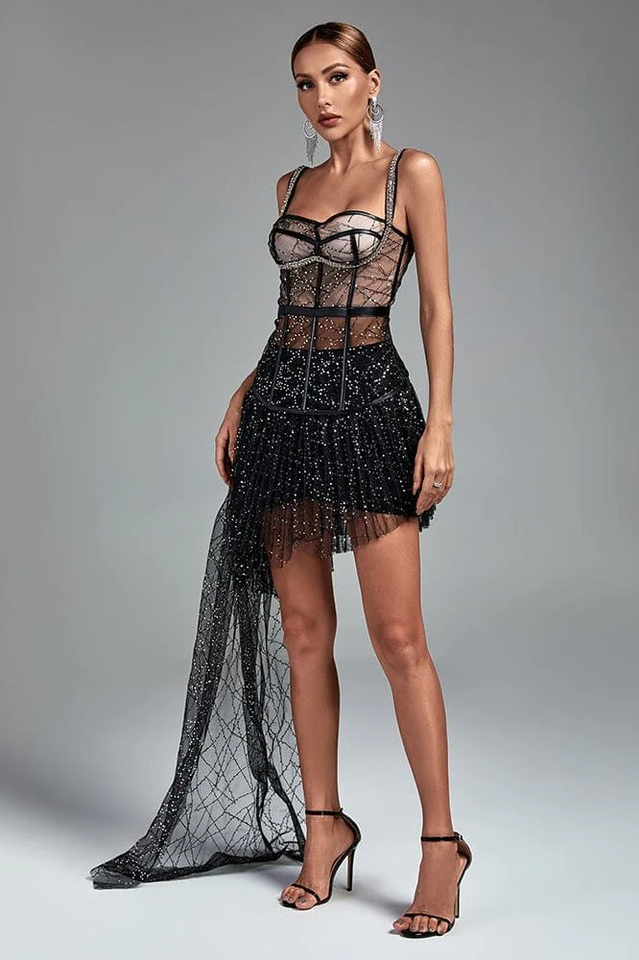 Romy Corset Sequin Draped Set