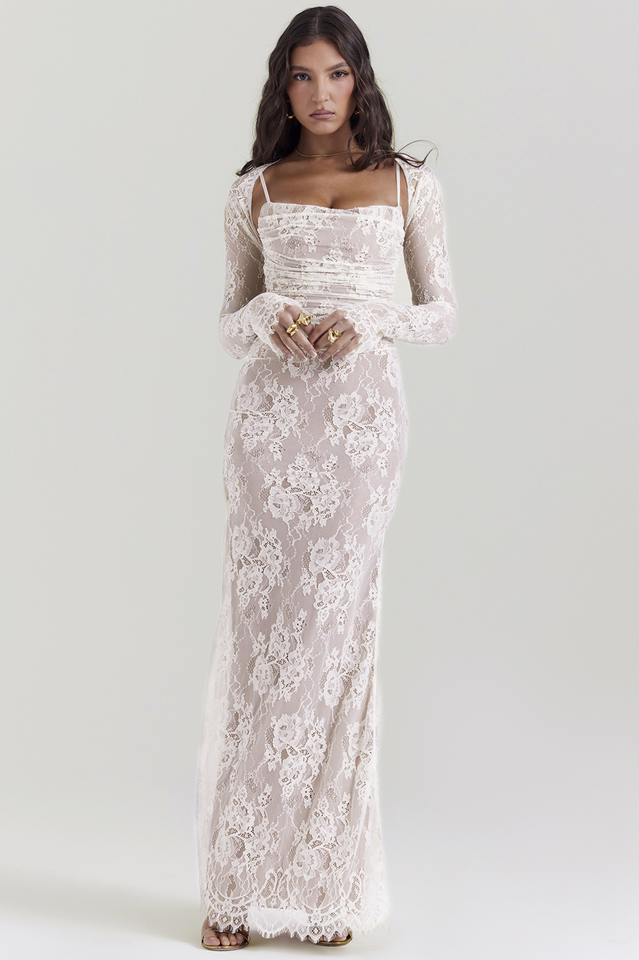 Vintage Cream White Lace Maxi Dress – Corlus