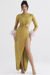 Gina Yellow Crystal Dress