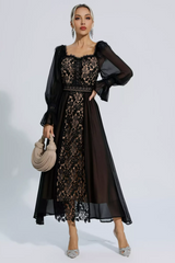 Aliana Floral Hollow Long Sleeve Dress