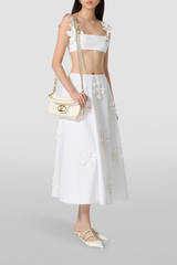 Floral Appliqué Crop Top & Skirt Set