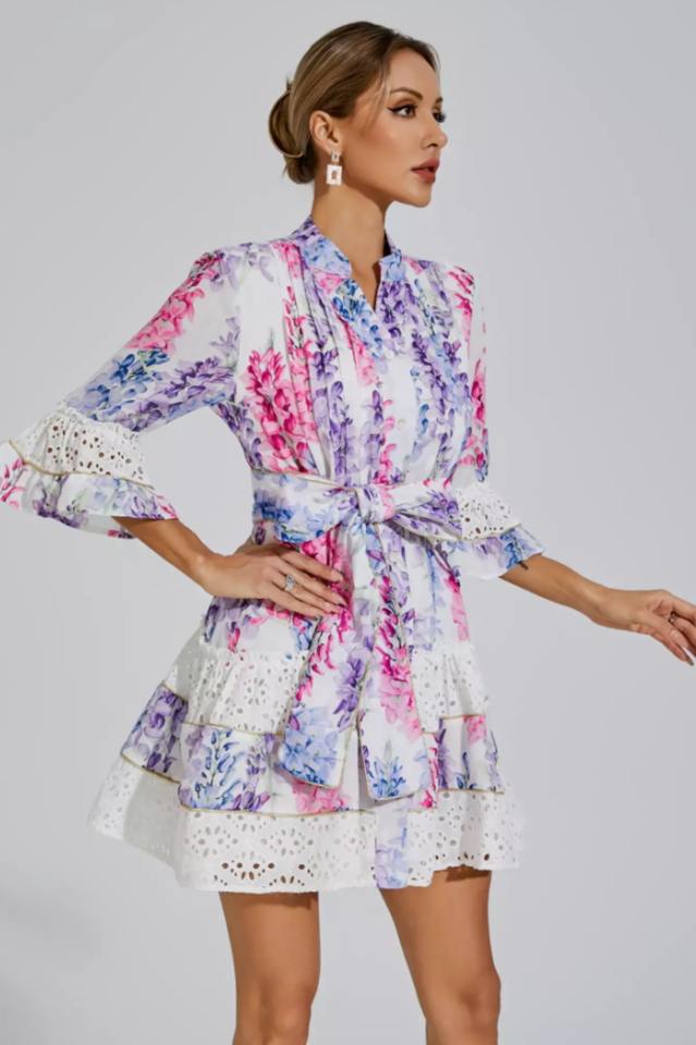 Kimora Floral Belted Mini Dress