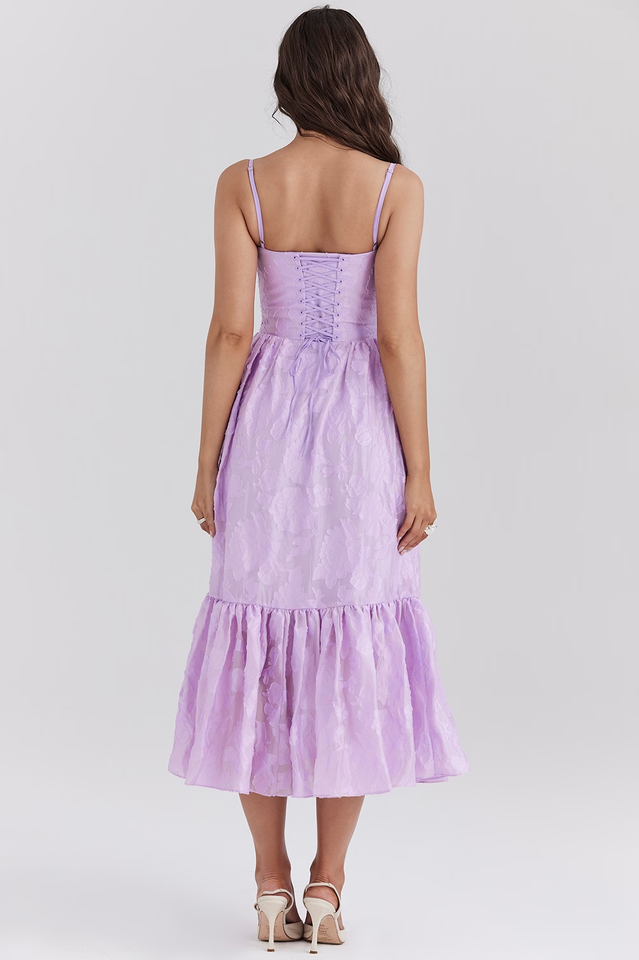 Mira Orchid Jacquard Layered Midi Dress