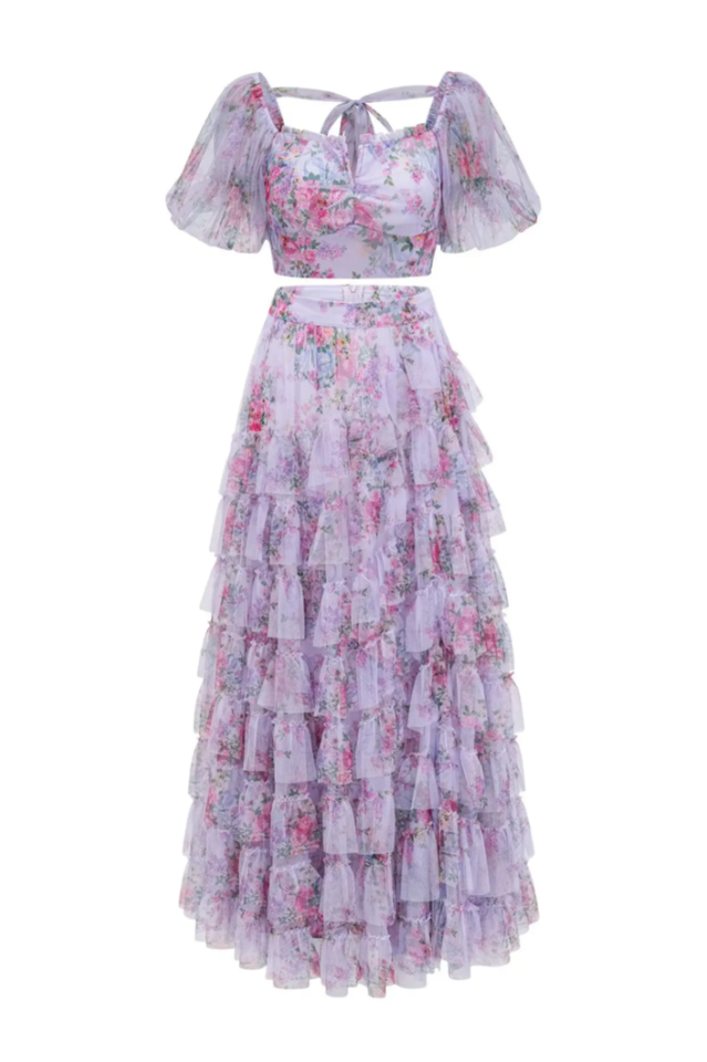 Braylee Purple Floral Ruched Set
