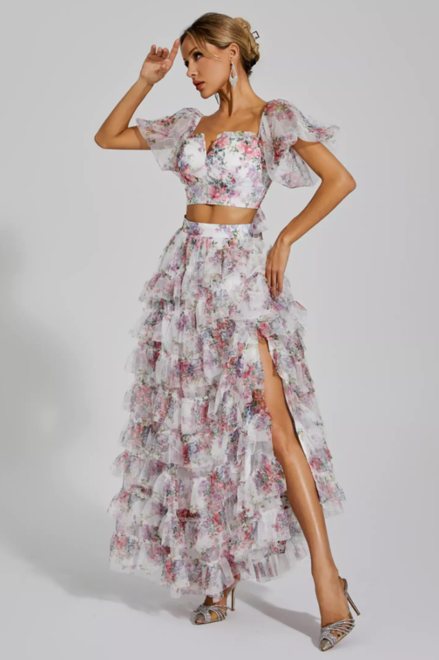 Braylee Purple Floral Ruched Set