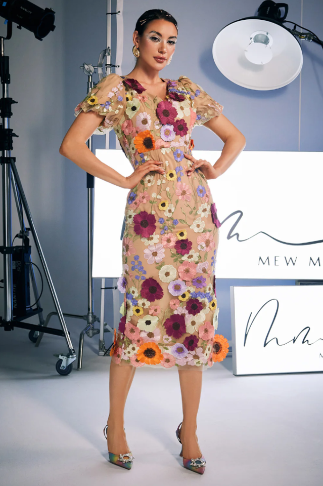 Sally V Neck Floral Midi Dress