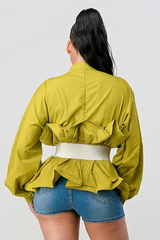 Athina Pleated Ruffle Waist Belt Blouse