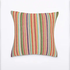 Rainbow Striped Raffia Throw Pillow