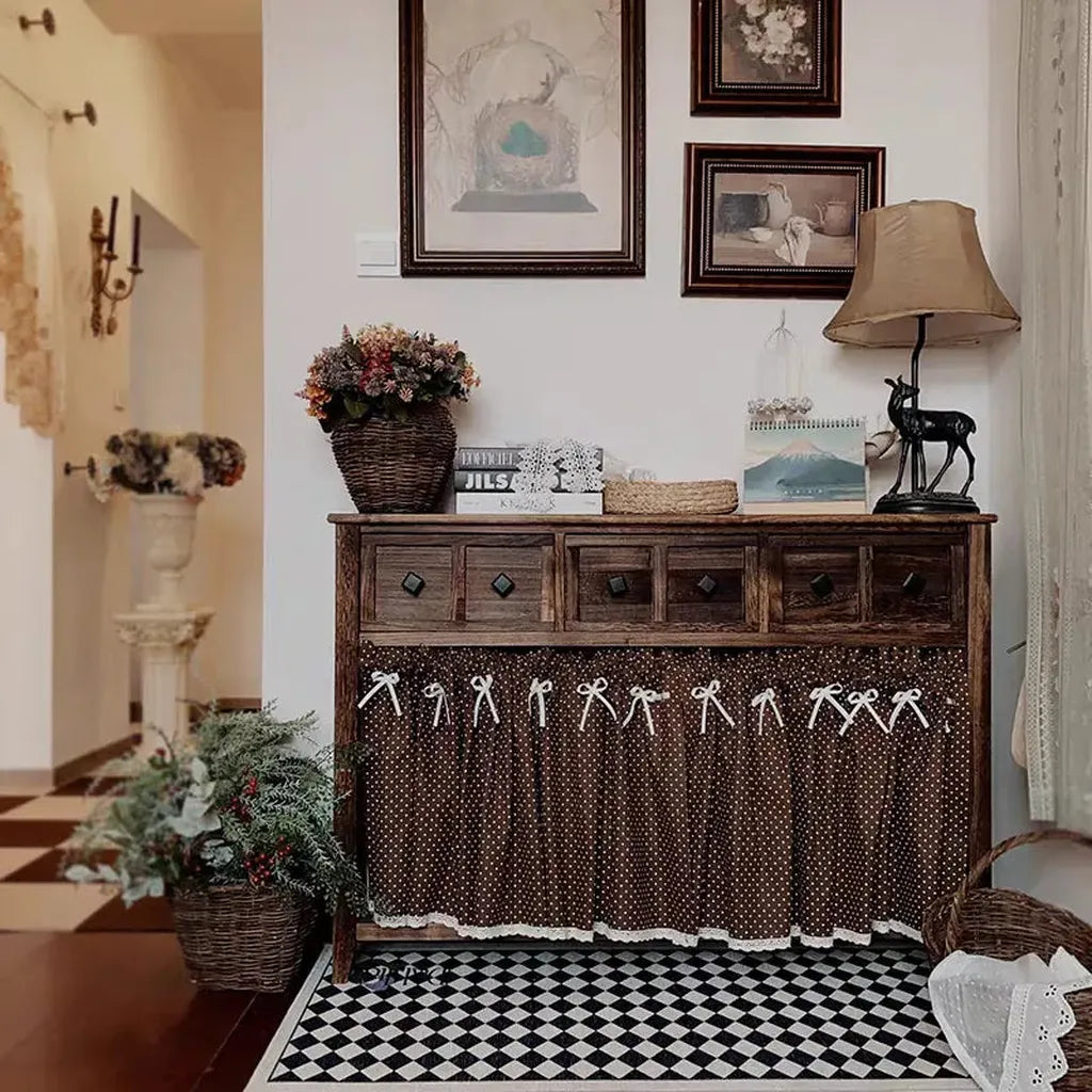 Retro Polka Dot Coffee Curtain