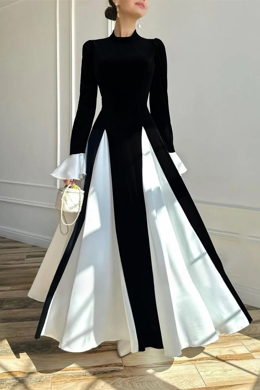 Aurora Color Block Ruffle Maxi Dress