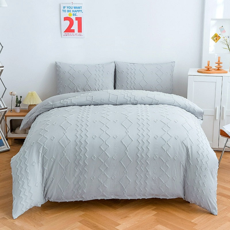 Luxury Nordic Tufted Solid Color Sheet Set Couple Double Bed Bedding Set Bedspread Quilt Cover Pillowcase for Bedroom