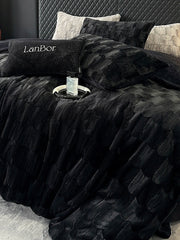 Luxury Brand New Black Plush Shaggy Duvet Cover Set Winter Warm Fur   Fluffy Velvet Noble Bedding Set Bed sheet  Soft Velvet 4pc