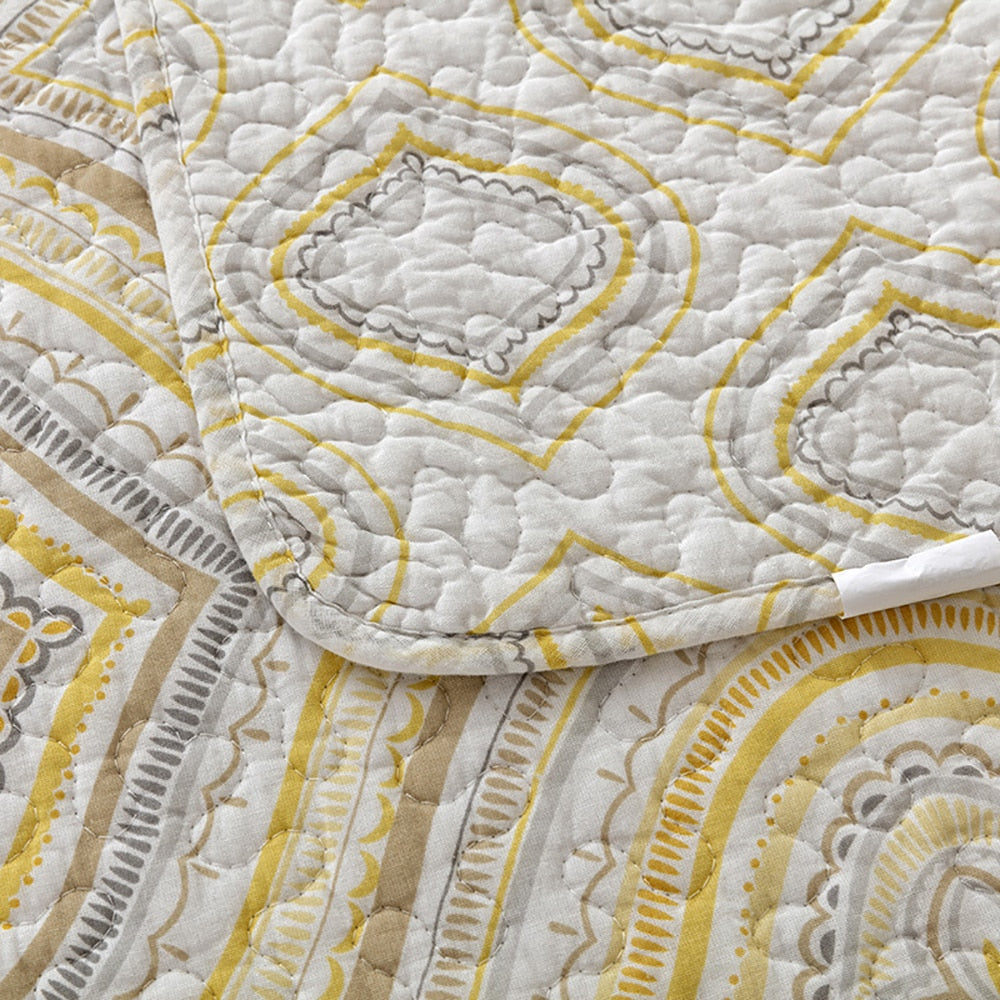 Nordic Cotton Romantic Print Bedspread Pillowcase Quilted Bed Cover Sofa Blanket Four Seasons Coverlet Bedding 3PCS